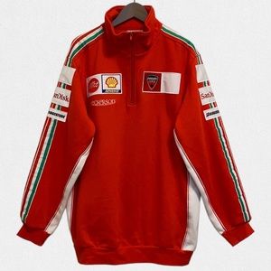 Ducati Corse Orange Quarter Zip Sweatshirt Cotton Fleece Racing Logo Size XXL